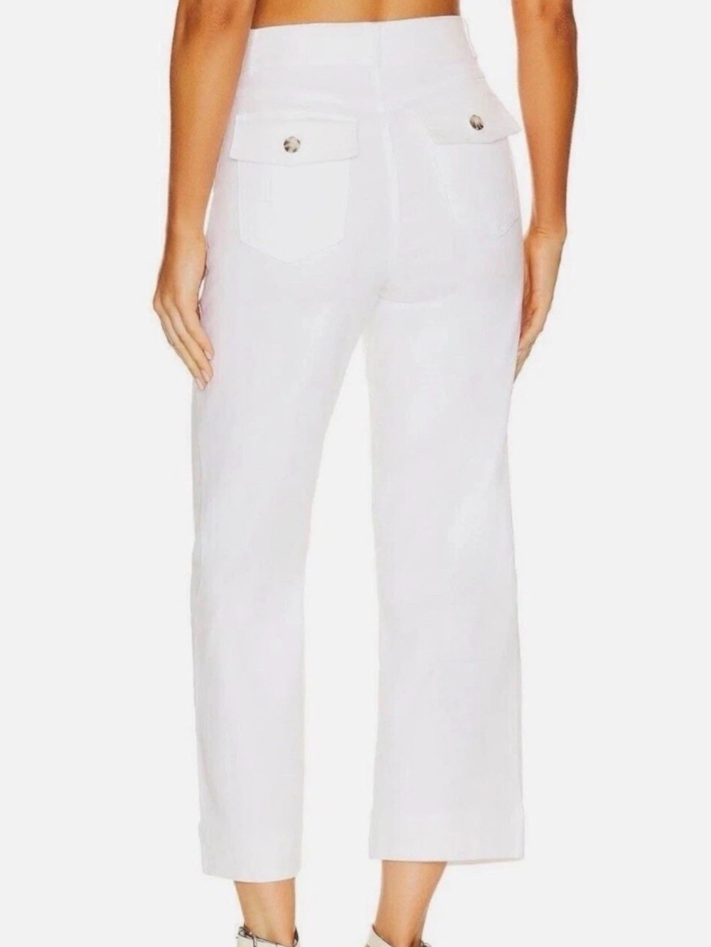 SPANX White Cropped Wide-Leg Trousers with Flap Pockets